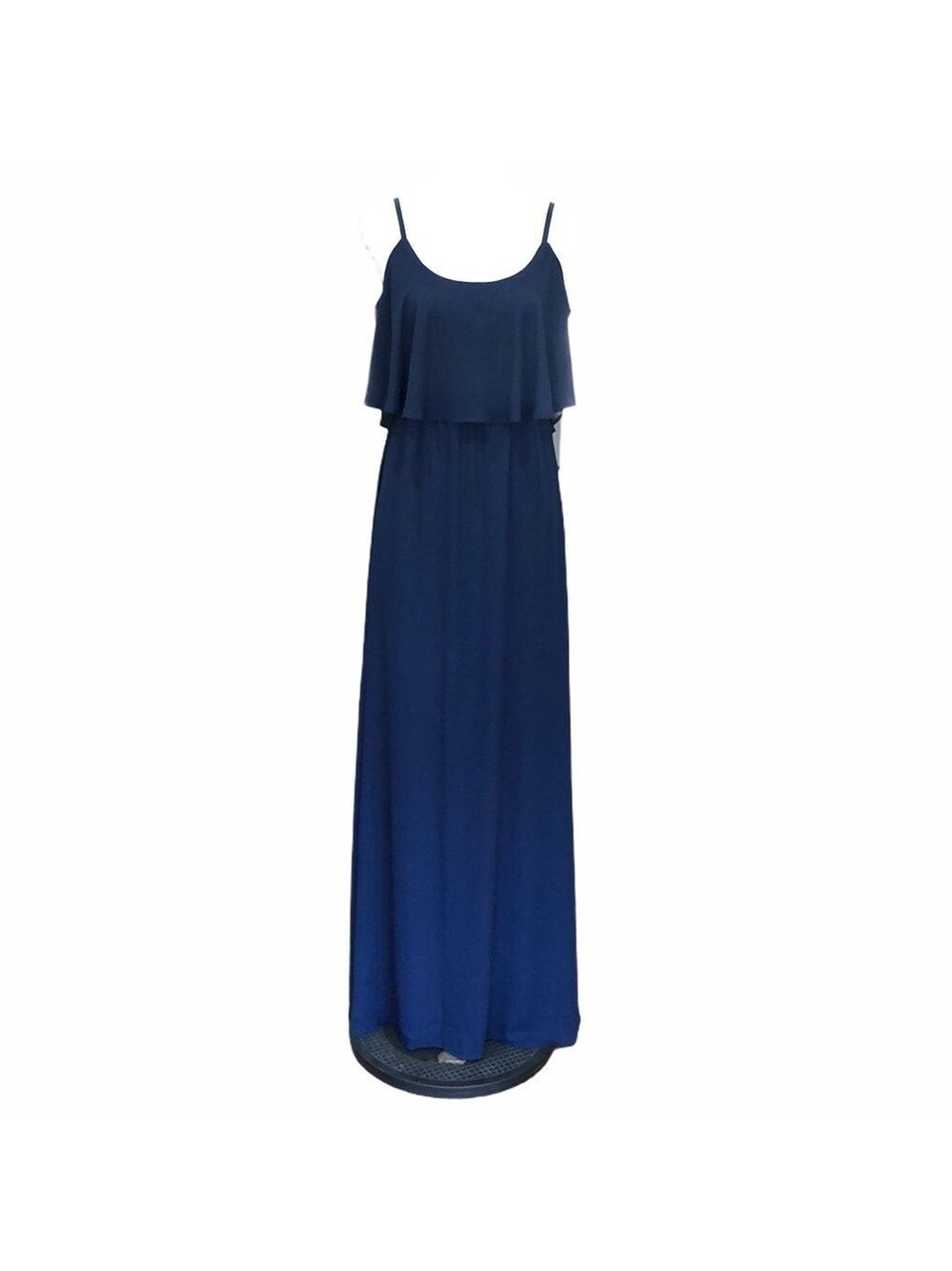 NWOT Show Me Your Mumu Caitlin ruffle Maxi Dress SZ S Navy Crisp - Picture 8 of 11